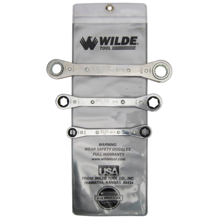 WILDE 3-PIECE RATCHET BOX WRENCH SET-VINYL ROLL 883/VR